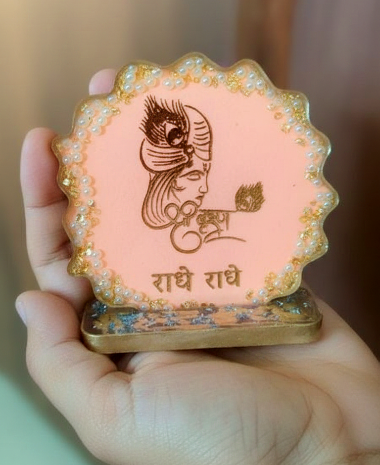 Radha Krishna Divine Aura Resin Coaster - Image 2