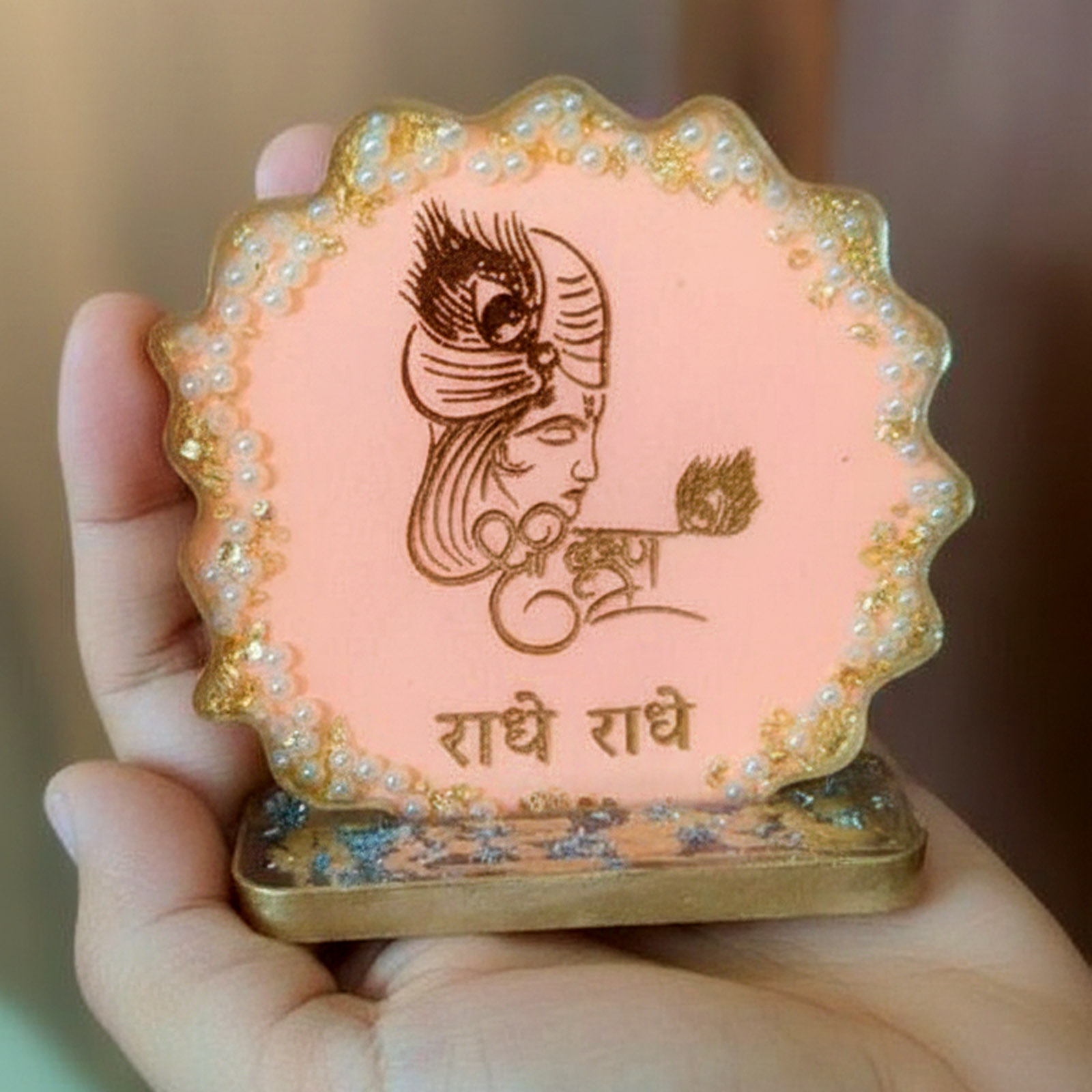 Radha Krishna Divine Aura Resin Coaster